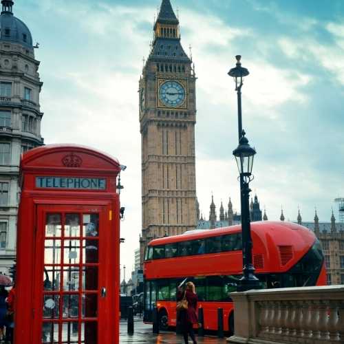 big ben with london bus and phone box